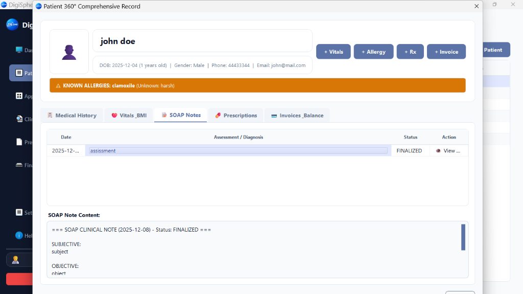 DigiSpher EMR patient 360 medical record